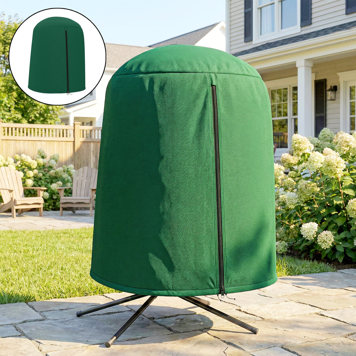 Hanging Egg Chair Cover with Zipper, 420D Oxford for 128 x 190H cm Stand, Green
