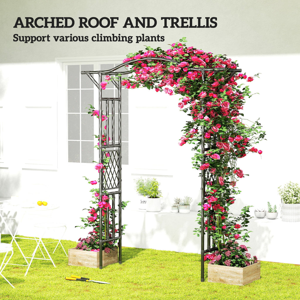 7.5ft Garden Arch with Extended Top for Climbing Plants, Black