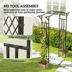 7.5ft Steel Garden Arch Trellis with Extended Top for Wedding, Garden, Black