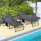 2-Piece Folding Chaise Lounge with Face Hole, Gray