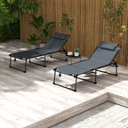 2-Piece Folding Chaise Lounge with Face Hole, Gray