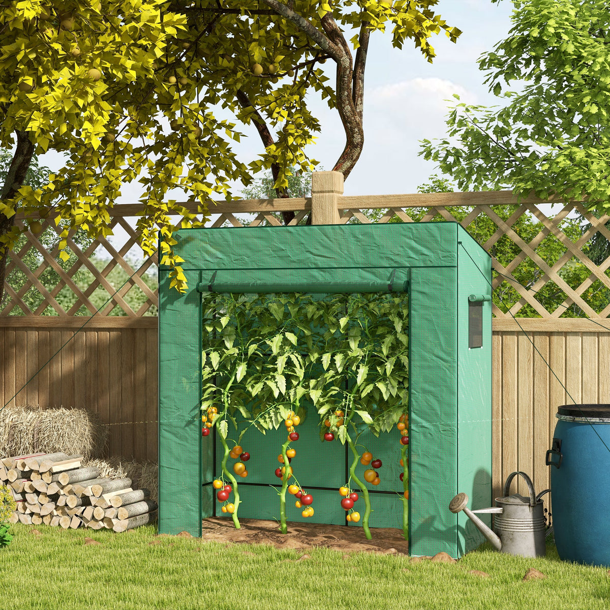 77.2" x 30.3" x 77.6" Lean-to Tomato Greenhouse, Green