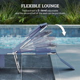 Folding Lounge Chair with Face Hole, Side Pocket and Strap, Grey