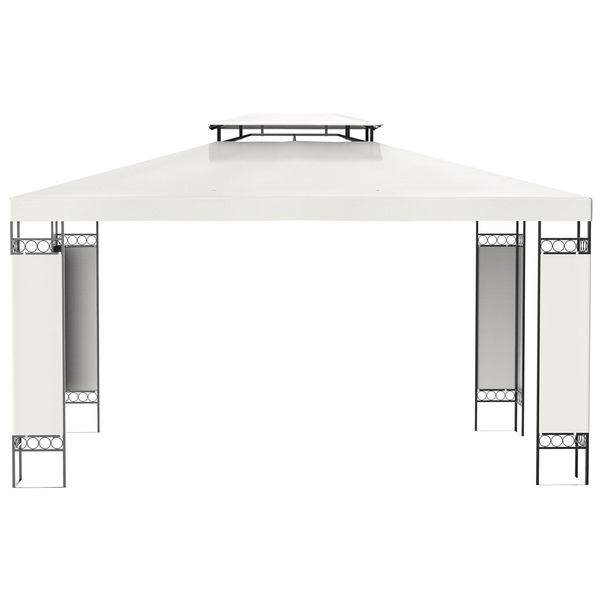 10' x 13' Outdoor Gazebo with Double Roof and Screen Panels, White