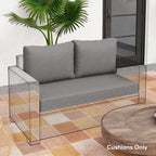 2 Seater Outdoor Seat Cushions with Backrest, Light Grey