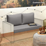 2 Seater Outdoor Seat Cushions with Backrest, Light Grey