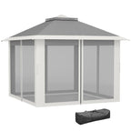 11' x 11' Pop Up Canopy with Double Roof and Mesh Sidewalls, Dark Grey