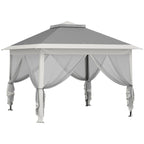 11' x 11' Pop Up Canopy with Double Roof and Mesh Sidewalls, Dark Grey