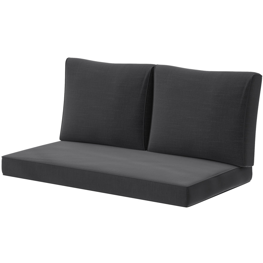 2 Seater Outdoor Seat Cushions with Backrest, Black