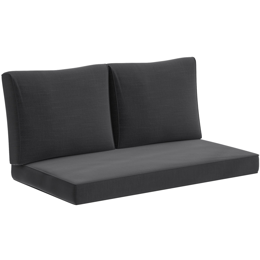 2 Seater Outdoor Seat Cushions with Backrest, Black