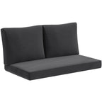 2 Seater Outdoor Seat Cushions with Backrest, Black
