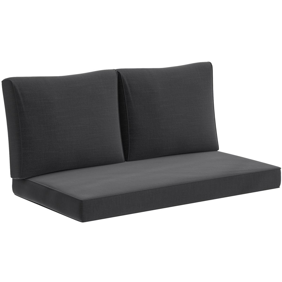 2 Seater Outdoor Seat Cushions with Backrest, Black