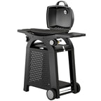 2 Burner Gas Grill with Wheels, Side Tables and Cast Iron Grates, Black