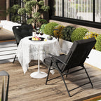 Set of 2 Folding Outdoor Dining Chairs with Adjustable Backrest, Black