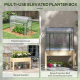 Raised Garden Bed with Plastic Greenhouse Cover & Liner for Herbs and Vegetables, 45" x 24" x 65" Natural