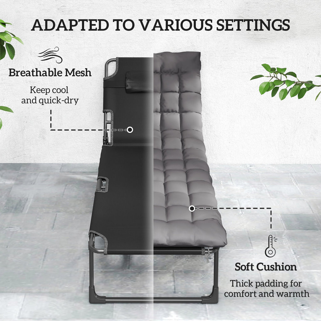 2 Piece Reclining Outdoor Chaise Lounge Chairs with Cushions, Dark Gray