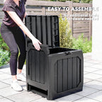 32 Gallon Plastic Deck Box with Handles, Black