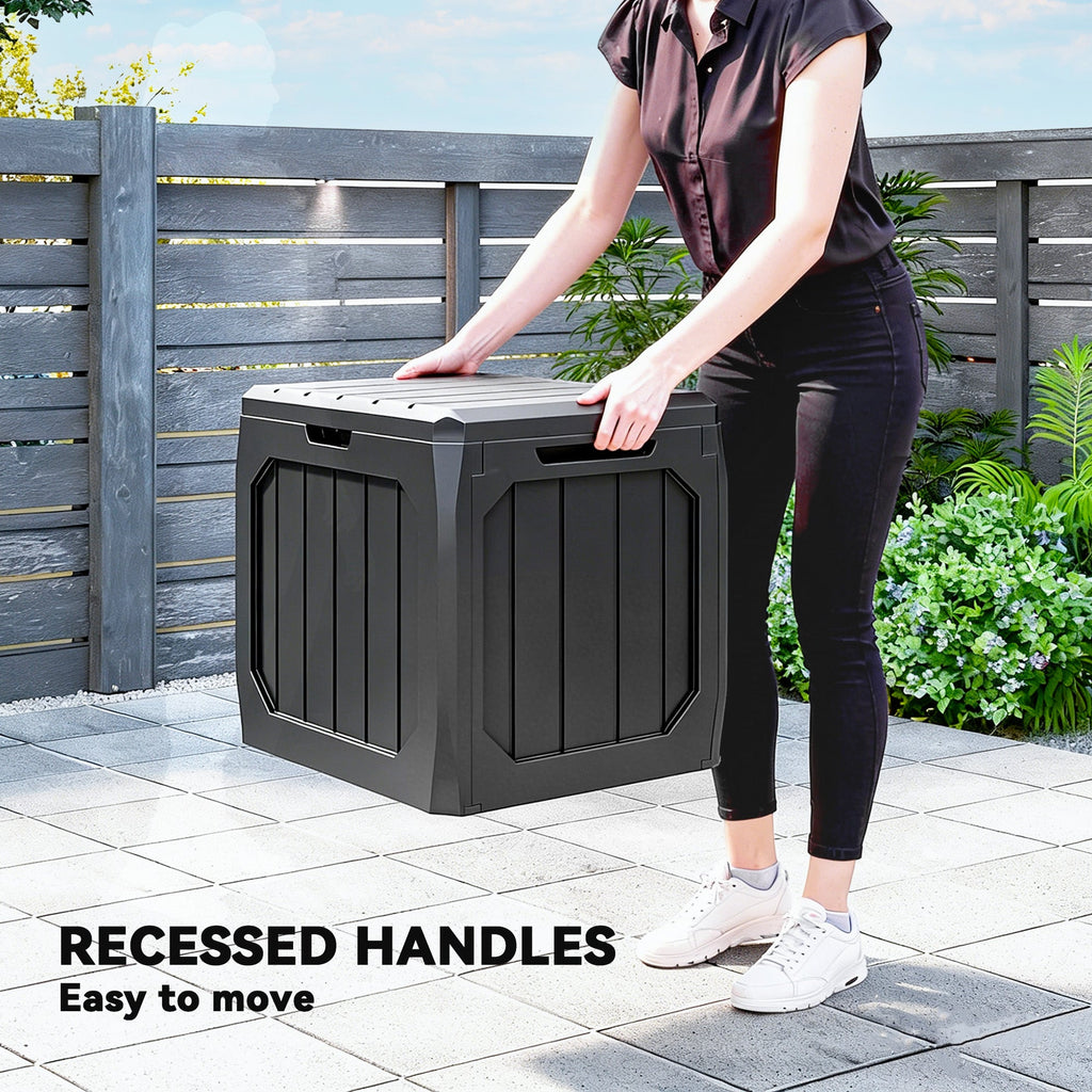 32 Gallon Plastic Deck Box with Handles, Black