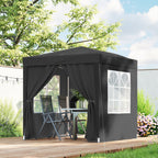6.6' x 6.6' Pop-Up Canopy Tent with Sidewalls and Carry Bag, Black