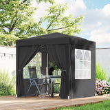 6.6' x 6.6' Pop-Up Canopy Tent with Sidewalls and Carry Bag, Black