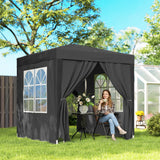 6.6' x 6.6' Pop-Up Canopy Tent with Sidewalls and Carry Bag, Black