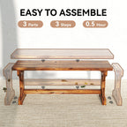 2-Person Outdoor Wooden Bench with Farmhouse X-Shaped Base, Carbonized