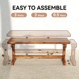2-Person Outdoor Wooden Bench with Farmhouse X-Shaped Base, Carbonized