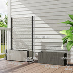 58" Wicker Outdoor Planter with Trellis and Privacy Screen, Mixed Grey