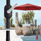 2.6 m Garden Parasol with Tilt, Crank, Vent & Aluminium Pole, Wine Red