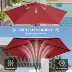 2.6 m Garden Parasol with Tilt, Crank, Vent & Aluminium Pole, Wine Red
