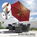 2.6 m Garden Parasol with Tilt, Crank, Vent & Aluminium Pole, Wine Red