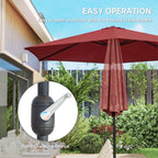 2.6 m Garden Parasol with Tilt, Crank, Vent & Aluminium Pole, Wine Red