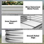 7 x 4 x 7ft Galvanized Raised Garden Bed with Arched Trellis, Silver