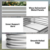7 x 4 x 7ft Galvanized Raised Garden Bed with Arched Trellis, Silver