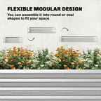 7 x 4 x 7ft Galvanized Raised Garden Bed with Arched Trellis, Silver