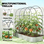 7 x 4 x 7ft Galvanized Raised Garden Bed with Arched Trellis, Silver