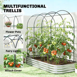 7 x 4 x 7ft Galvanized Raised Garden Bed with Arched Trellis, Silver