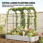 7 x 4 x 7ft Galvanized Raised Garden Bed with Arched Trellis, Silver