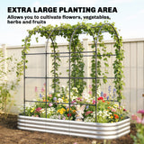7 x 4 x 7ft Galvanized Raised Garden Bed with Arched Trellis, Silver