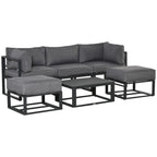 6pc Outdoor Patio Furniture Set with Daybed and Footstools, Grey