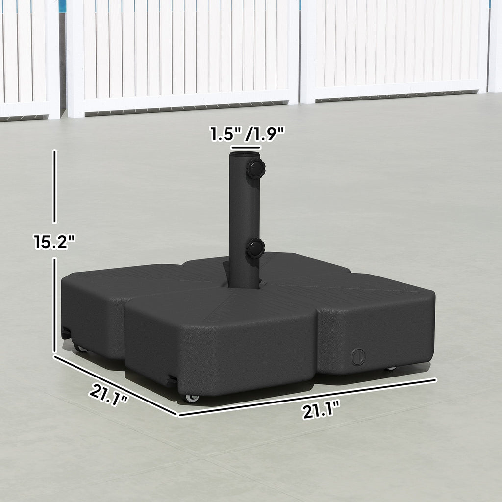 Square Patio Umbrella Base with Wheels, Black