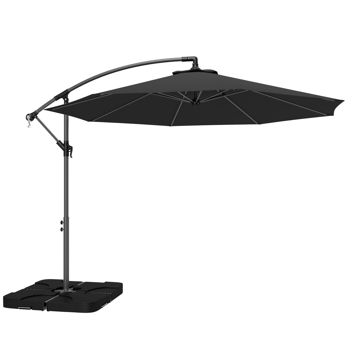 3 m Cantilever Parasol with Weights, Cover & Cross Base, Black