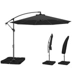 3 m Cantilever Parasol with Weights, Cover & Cross Base, Black