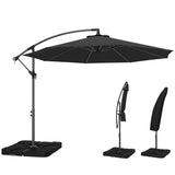 3 m Cantilever Parasol with Weights, Cover & Cross Base, Black