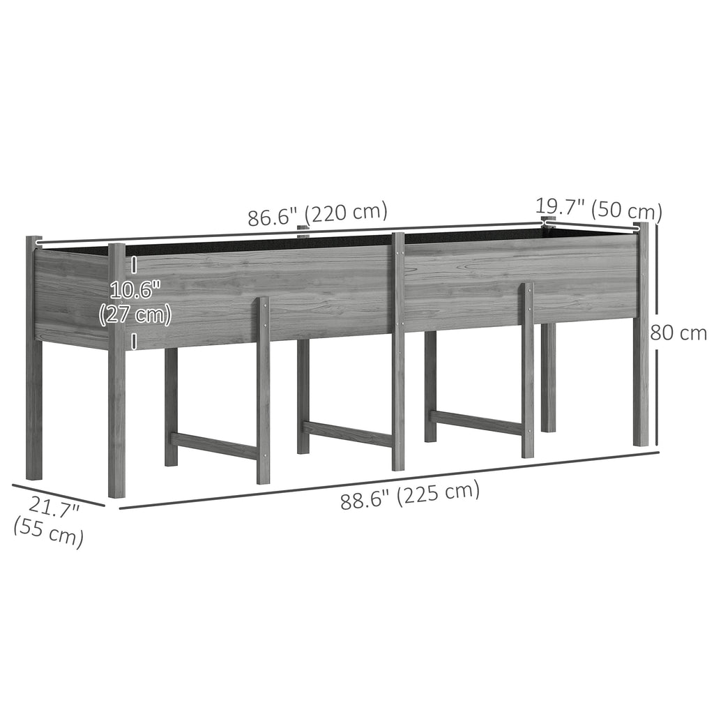 Wooden Raised Garden Bed with Liner, Legs and Drain Holes, Grey