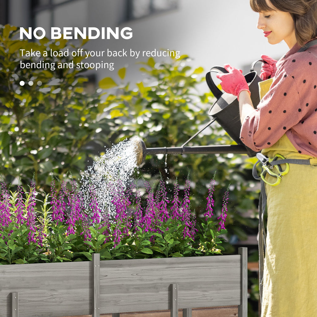 Wooden Raised Garden Bed with Liner, Legs and Drain Holes, Grey