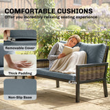 4-Seater Rattan Sofa Set with Cushions, Loveseat, 2 Armchairs & Coffee Table Grey