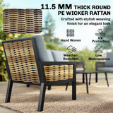 4-Seater Rattan Sofa Set with Cushions, Loveseat, 2 Armchairs & Coffee Table Grey
