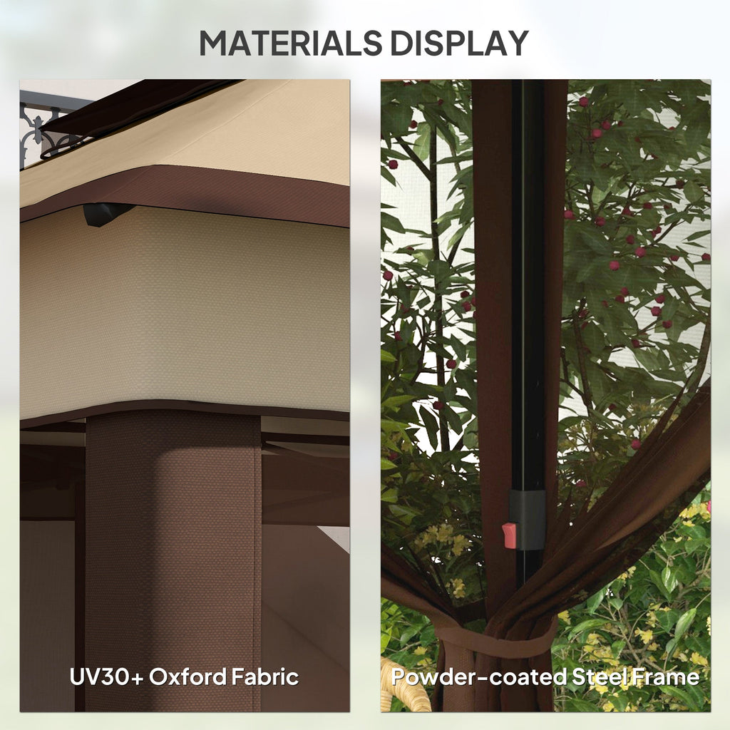 10.7 x 10.7ft Pop-Up Gazebo with Removable Mesh Curtains and UV30 Roof, Beige