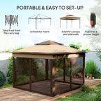 10.7 x 10.7ft Pop-Up Gazebo with Removable Mesh Curtains and UV30 Roof, Beige